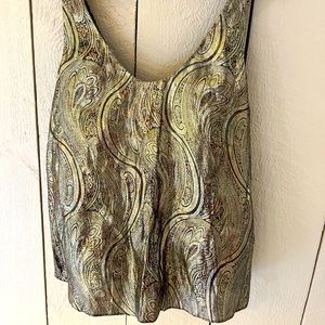 J Crew Silk Metallic Paisley Cate Tank Top